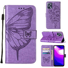 Custodia Portafoglio In Pelle Farfalla Cover con Supporto Y01B per Realme C35 Lavanda