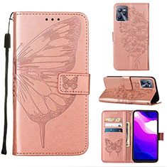 Custodia Portafoglio In Pelle Farfalla Cover con Supporto Y01B per Realme C35 Oro Rosa