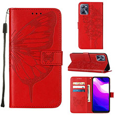 Custodia Portafoglio In Pelle Farfalla Cover con Supporto Y01B per Realme C35 Rosso