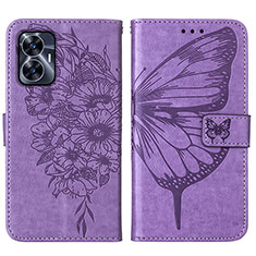 Custodia Portafoglio In Pelle Farfalla Cover con Supporto Y01B per Realme C55 Lavanda