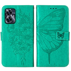 Custodia Portafoglio In Pelle Farfalla Cover con Supporto Y01B per Realme C55 Verde