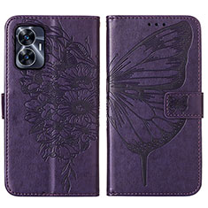 Custodia Portafoglio In Pelle Farfalla Cover con Supporto Y01B per Realme C55 Viola