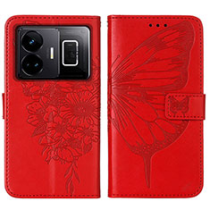 Custodia Portafoglio In Pelle Farfalla Cover con Supporto Y01B per Realme GT Neo5 240W 5G Rosso