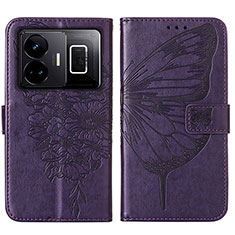 Custodia Portafoglio In Pelle Farfalla Cover con Supporto Y01B per Realme GT Neo5 240W 5G Viola