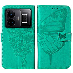 Custodia Portafoglio In Pelle Farfalla Cover con Supporto Y01B per Realme GT Neo5 5G Verde