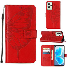 Custodia Portafoglio In Pelle Farfalla Cover con Supporto Y01B per Realme GT2 Pro 5G Rosso