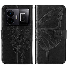 Custodia Portafoglio In Pelle Farfalla Cover con Supporto Y01B per Realme GT5 5G Nero