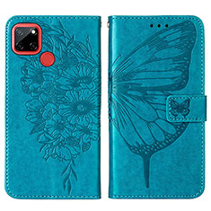 Custodia Portafoglio In Pelle Farfalla Cover con Supporto Y01B per Realme Narzo 20 Blu