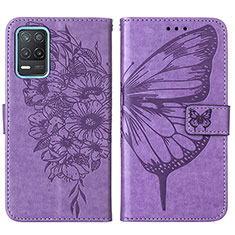 Custodia Portafoglio In Pelle Farfalla Cover con Supporto Y01B per Realme Narzo 30 5G Lavanda