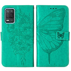 Custodia Portafoglio In Pelle Farfalla Cover con Supporto Y01B per Realme Narzo 30 5G Verde