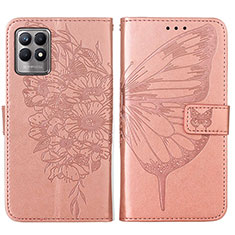 Custodia Portafoglio In Pelle Farfalla Cover con Supporto Y01B per Realme Narzo 50 4G Oro Rosa