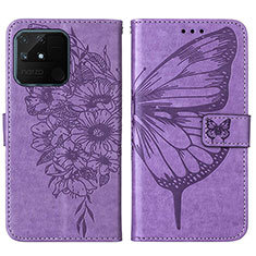 Custodia Portafoglio In Pelle Farfalla Cover con Supporto Y01B per Realme Narzo 50A Lavanda