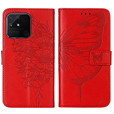 Custodia Portafoglio In Pelle Farfalla Cover con Supporto Y01B per Realme Narzo 50A Rosso