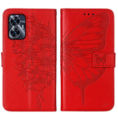 Custodia Portafoglio In Pelle Farfalla Cover con Supporto Y01B per Realme Narzo N55 Rosso