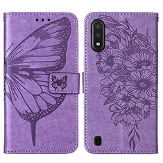 Custodia Portafoglio In Pelle Farfalla Cover con Supporto Y01B per Samsung Galaxy A01 SM-A015 Lavanda