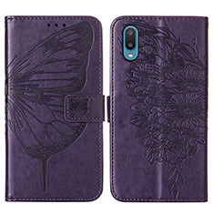 Custodia Portafoglio In Pelle Farfalla Cover con Supporto Y01B per Samsung Galaxy A02 Viola