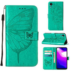 Custodia Portafoglio In Pelle Farfalla Cover con Supporto Y01B per Samsung Galaxy A03 Core Verde