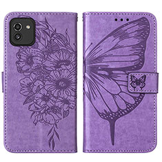 Custodia Portafoglio In Pelle Farfalla Cover con Supporto Y01B per Samsung Galaxy A03 Lavanda