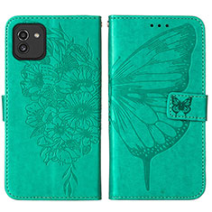 Custodia Portafoglio In Pelle Farfalla Cover con Supporto Y01B per Samsung Galaxy A03 Verde