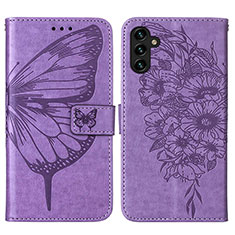 Custodia Portafoglio In Pelle Farfalla Cover con Supporto Y01B per Samsung Galaxy A04s Lavanda