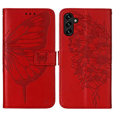 Custodia Portafoglio In Pelle Farfalla Cover con Supporto Y01B per Samsung Galaxy A04s Rosso