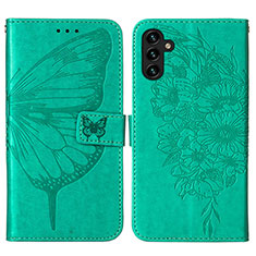 Custodia Portafoglio In Pelle Farfalla Cover con Supporto Y01B per Samsung Galaxy A04s Verde