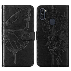 Custodia Portafoglio In Pelle Farfalla Cover con Supporto Y01B per Samsung Galaxy A11 Nero