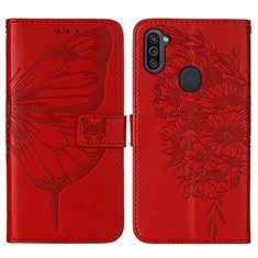 Custodia Portafoglio In Pelle Farfalla Cover con Supporto Y01B per Samsung Galaxy A11 Rosso