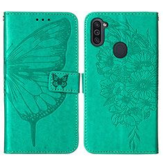 Custodia Portafoglio In Pelle Farfalla Cover con Supporto Y01B per Samsung Galaxy A11 Verde