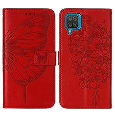 Custodia Portafoglio In Pelle Farfalla Cover con Supporto Y01B per Samsung Galaxy A12 5G Rosso