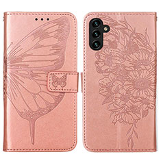 Custodia Portafoglio In Pelle Farfalla Cover con Supporto Y01B per Samsung Galaxy A13 5G Oro Rosa