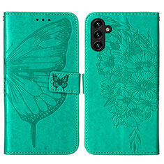 Custodia Portafoglio In Pelle Farfalla Cover con Supporto Y01B per Samsung Galaxy A13 5G Verde
