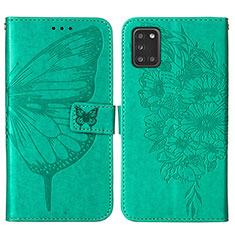 Custodia Portafoglio In Pelle Farfalla Cover con Supporto Y01B per Samsung Galaxy A21s Verde