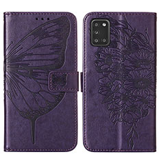 Custodia Portafoglio In Pelle Farfalla Cover con Supporto Y01B per Samsung Galaxy A21s Viola