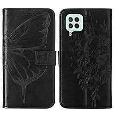 Custodia Portafoglio In Pelle Farfalla Cover con Supporto Y01B per Samsung Galaxy A22 4G Nero