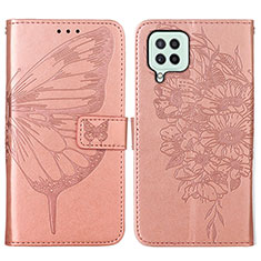 Custodia Portafoglio In Pelle Farfalla Cover con Supporto Y01B per Samsung Galaxy A22 4G Oro Rosa