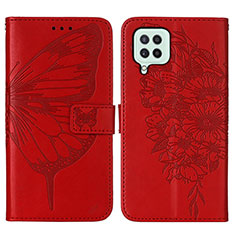 Custodia Portafoglio In Pelle Farfalla Cover con Supporto Y01B per Samsung Galaxy A22 4G Rosso