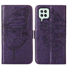 Custodia Portafoglio In Pelle Farfalla Cover con Supporto Y01B per Samsung Galaxy A22 4G Viola