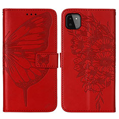 Custodia Portafoglio In Pelle Farfalla Cover con Supporto Y01B per Samsung Galaxy A22 5G Rosso