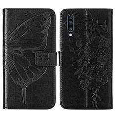 Custodia Portafoglio In Pelle Farfalla Cover con Supporto Y01B per Samsung Galaxy A30S Nero