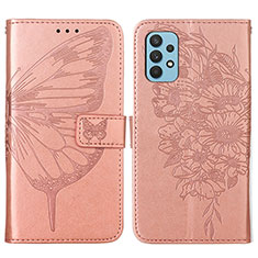 Custodia Portafoglio In Pelle Farfalla Cover con Supporto Y01B per Samsung Galaxy A32 4G Oro Rosa