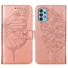 Custodia Portafoglio In Pelle Farfalla Cover con Supporto Y01B per Samsung Galaxy A32 5G Oro Rosa
