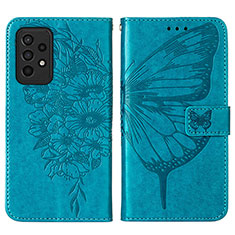 Custodia Portafoglio In Pelle Farfalla Cover con Supporto Y01B per Samsung Galaxy A33 5G Blu