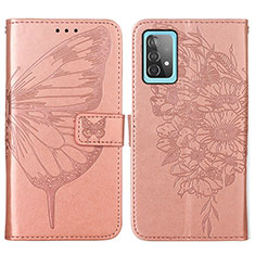 Custodia Portafoglio In Pelle Farfalla Cover con Supporto Y01B per Samsung Galaxy A52 4G Oro Rosa