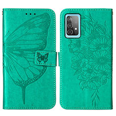 Custodia Portafoglio In Pelle Farfalla Cover con Supporto Y01B per Samsung Galaxy A52 5G Verde