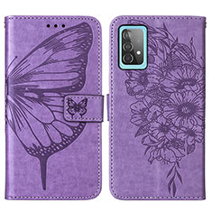 Custodia Portafoglio In Pelle Farfalla Cover con Supporto Y01B per Samsung Galaxy A52s 5G Lavanda