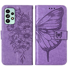 Custodia Portafoglio In Pelle Farfalla Cover con Supporto Y01B per Samsung Galaxy A53 5G Lavanda