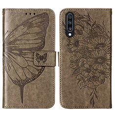 Custodia Portafoglio In Pelle Farfalla Cover con Supporto Y01B per Samsung Galaxy A70S Grigio