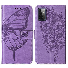 Custodia Portafoglio In Pelle Farfalla Cover con Supporto Y01B per Samsung Galaxy A72 4G Lavanda