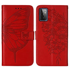 Custodia Portafoglio In Pelle Farfalla Cover con Supporto Y01B per Samsung Galaxy A72 5G Rosso